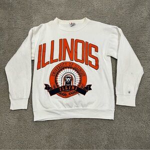 VTG 1990s University Of Illinois Illini Sweatshirt Men’s Size M Bold Letters